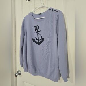 ⚓ Talbots Plus Anchor Sweater | Women’s 2X | Nautical Button Shoulder Knit